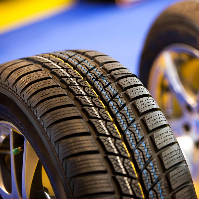 close up of new tires