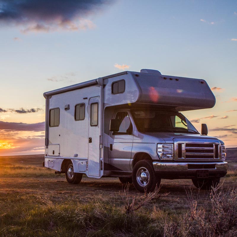 RV at sunset